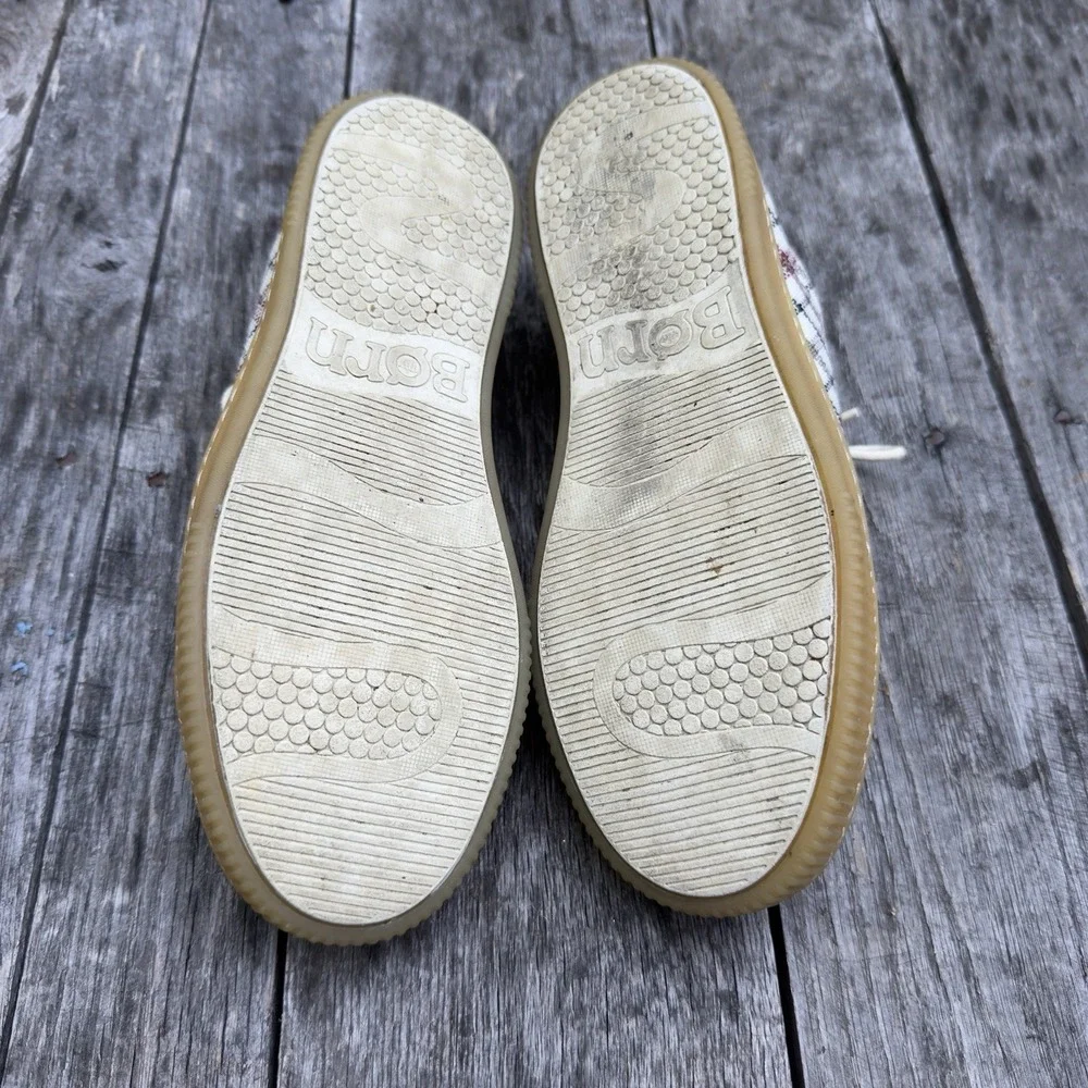 Women's BORN‎ Tamara Plaid Checkered Leather Zip Sneakers-Tan-Size 8.5